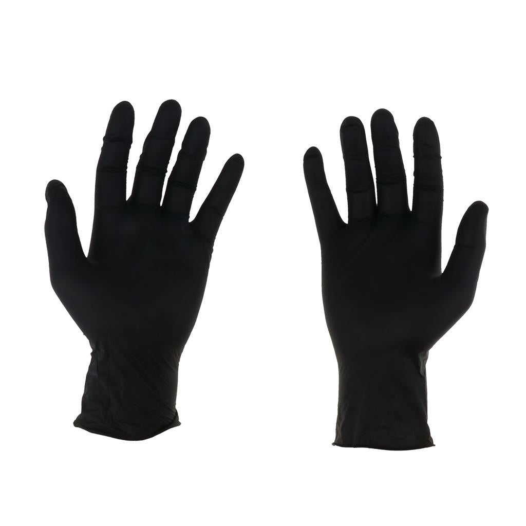 100 Pcs Disposable Nitrile Gloves Industrial Hand Protection Black M