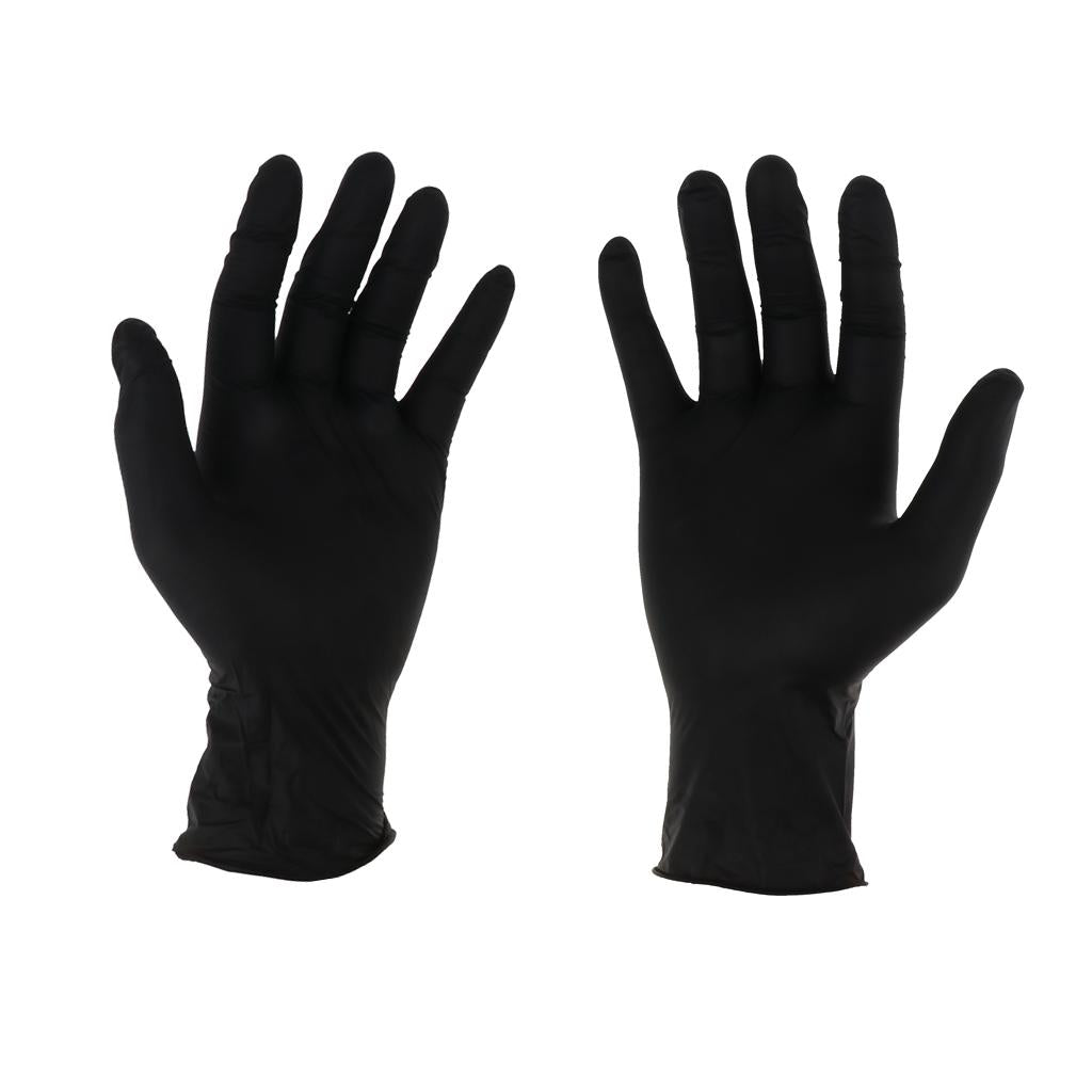 100 Pcs Disposable Nitrile Gloves Industrial Hand Protection Black M