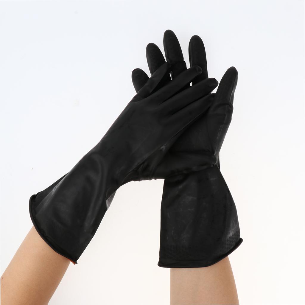 Pair of Solvent Oil Resistant Nitrile Rubber Cleaning Work Gloves S Black