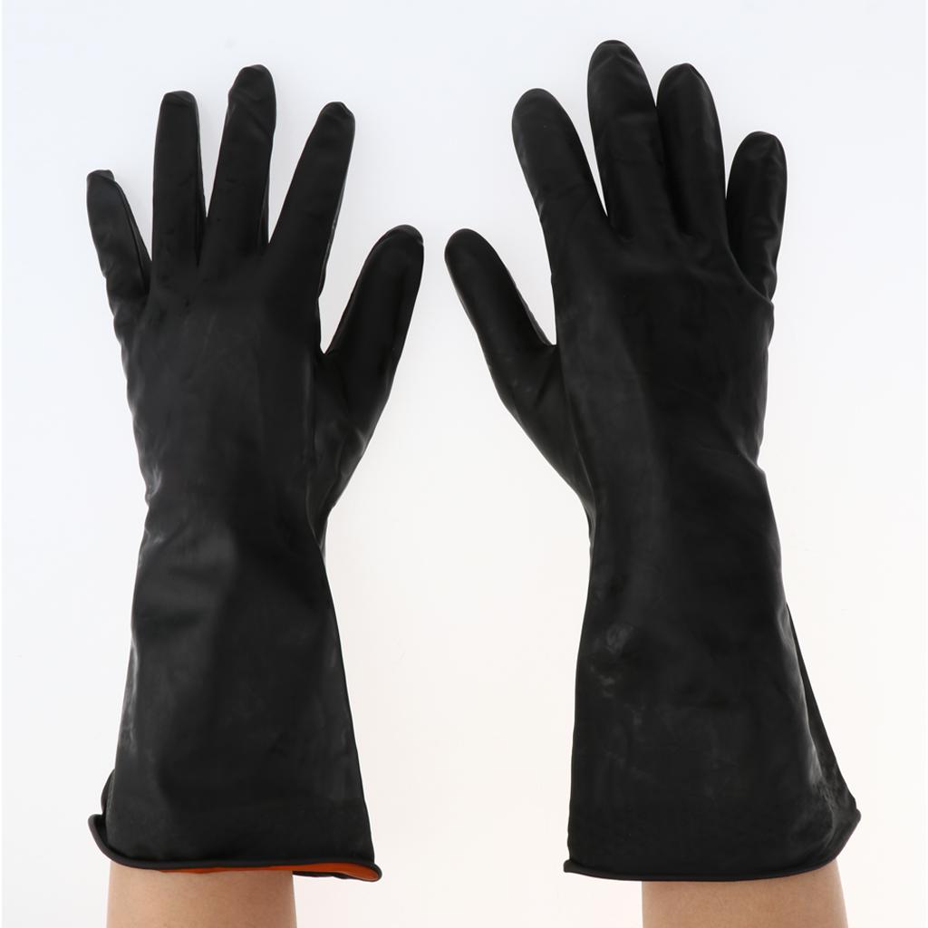 Pair of Solvent Oil Resistant Nitrile Rubber Cleaning Work Gloves S Black