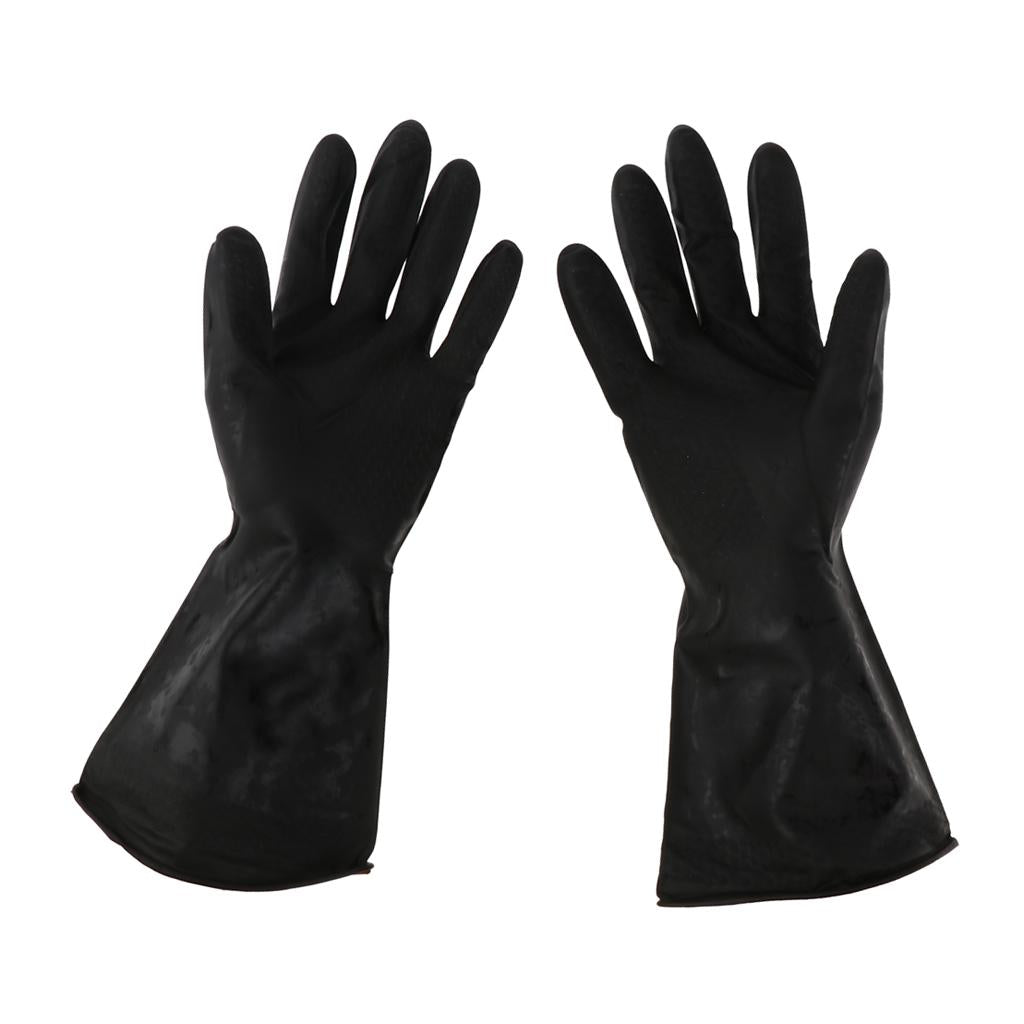 Pair of Solvent Oil Resistant Nitrile Rubber Cleaning Work Gloves S Black