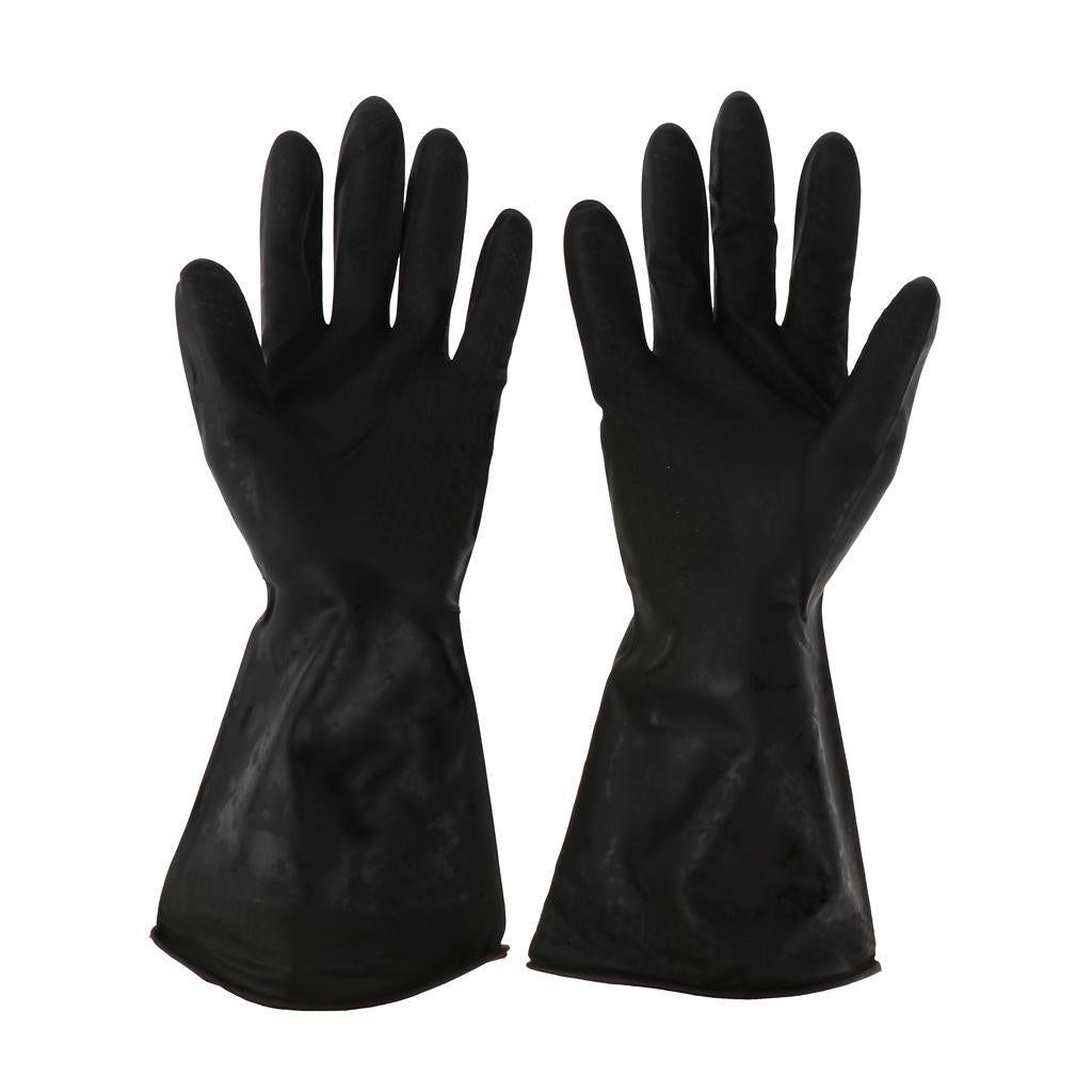 Pair of Solvent Oil Resistant Nitrile Rubber Cleaning Work Gloves S Black