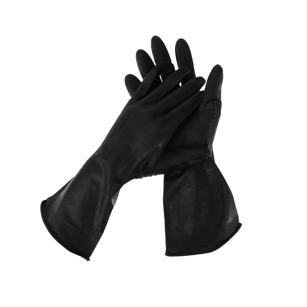 Pair of Solvent Oil Resistant Nitrile Rubber Cleaning Work Gloves M Black