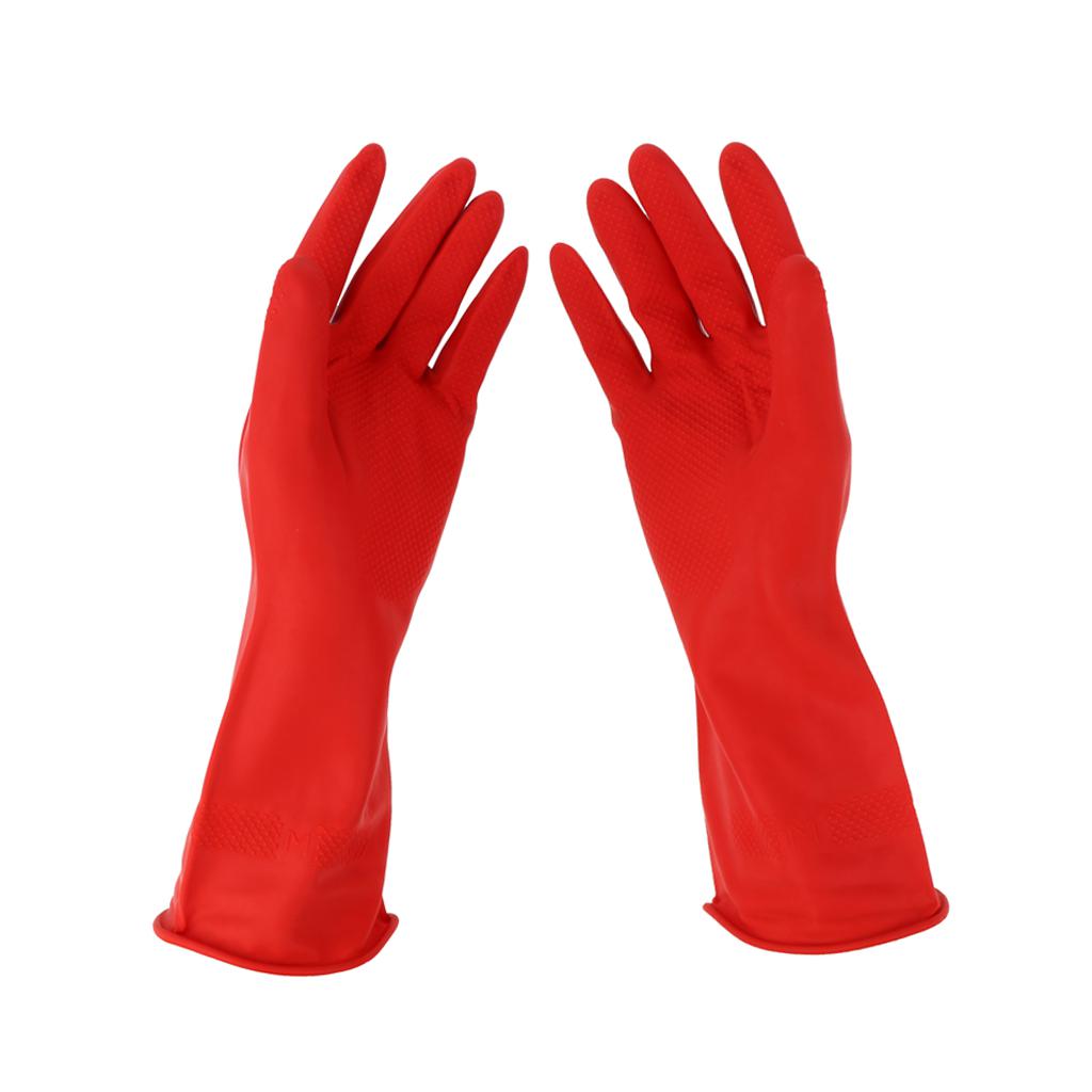 Latex Gloves Red 300mm Hand Safety Protection Kitchen Cleaning M