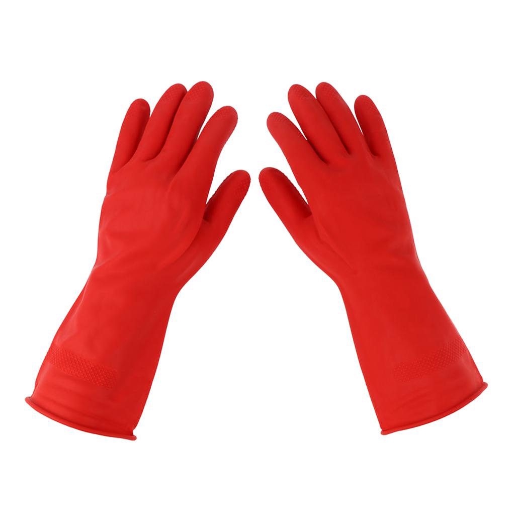 Latex Gloves Red 300mm Hand Safety Protection Kitchen Cleaning M