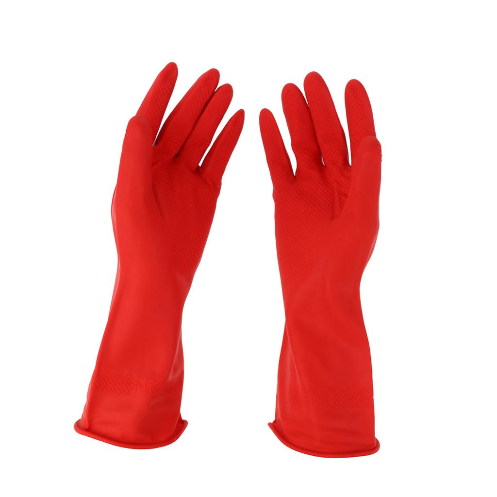 Latex Gloves Red 300mm Hand Safety Protection Kitchen Cleaning M