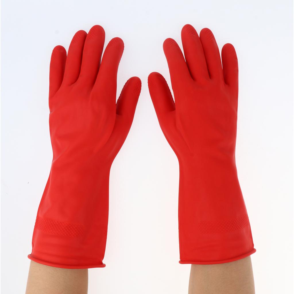 Latex Gloves Red 300mm Hand Safety Protection Kitchen Cleaning M