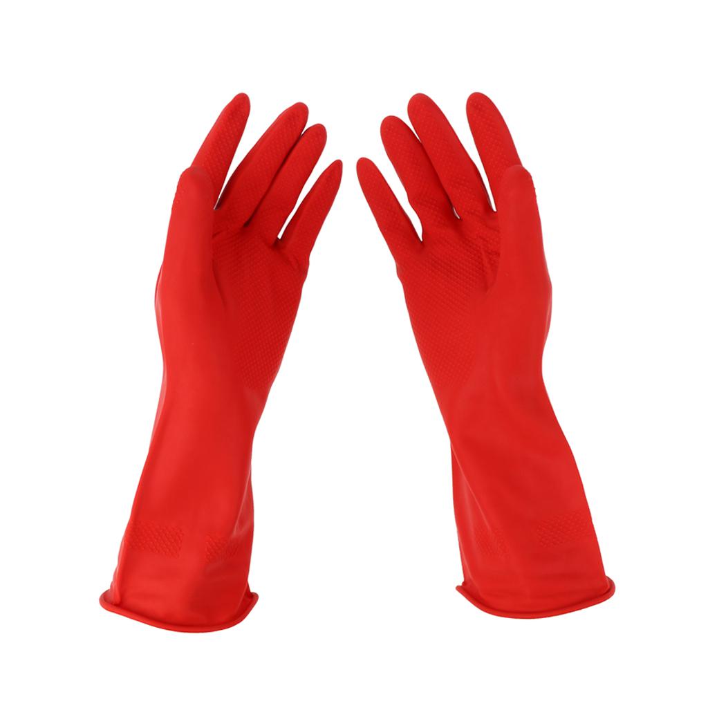 Latex Gloves Red 300mm Hand Safety Protection Kitchen Cleaning L