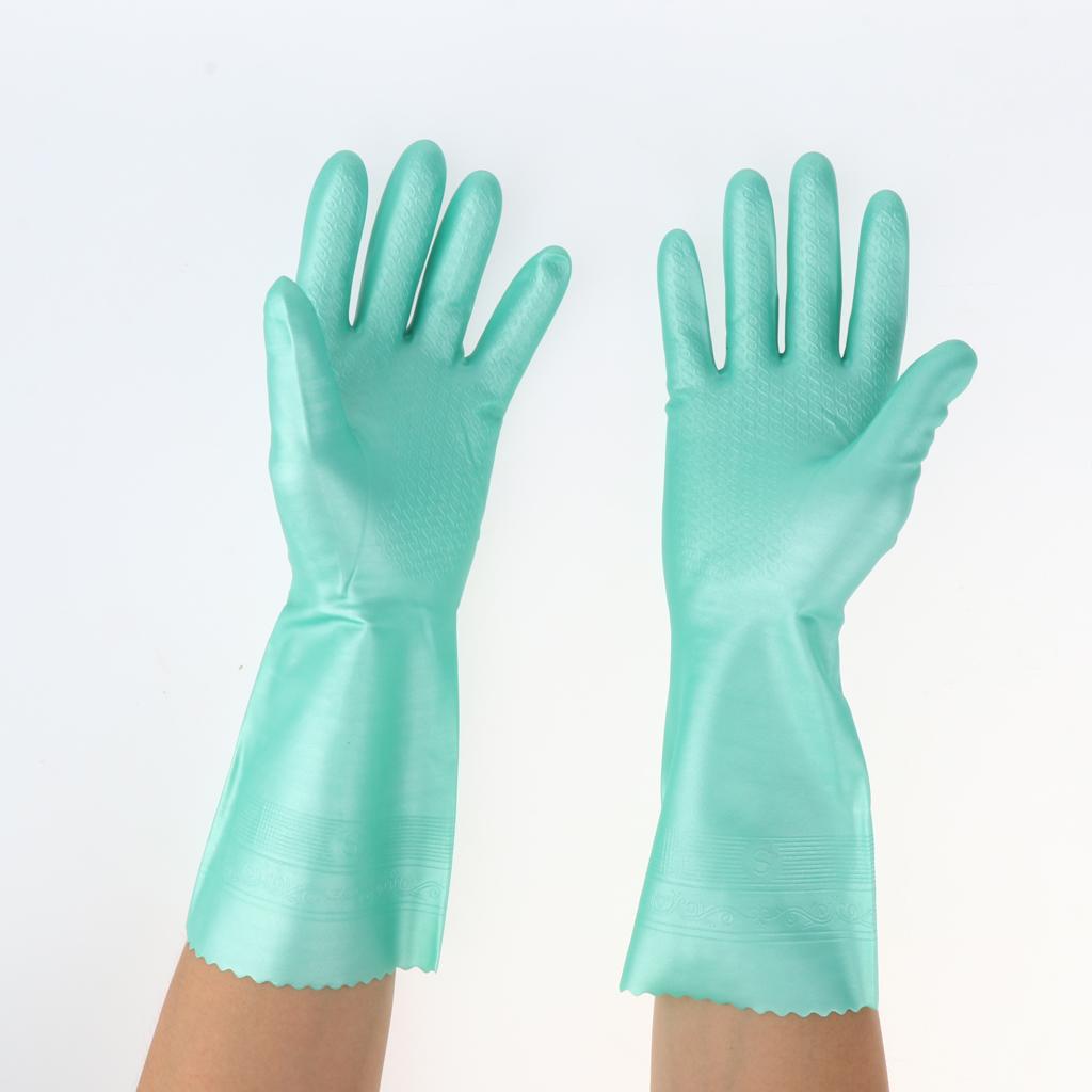 Latex&Nitrile Gloves Green 300mm Hand Safety Protection Kitchen Cleaning S