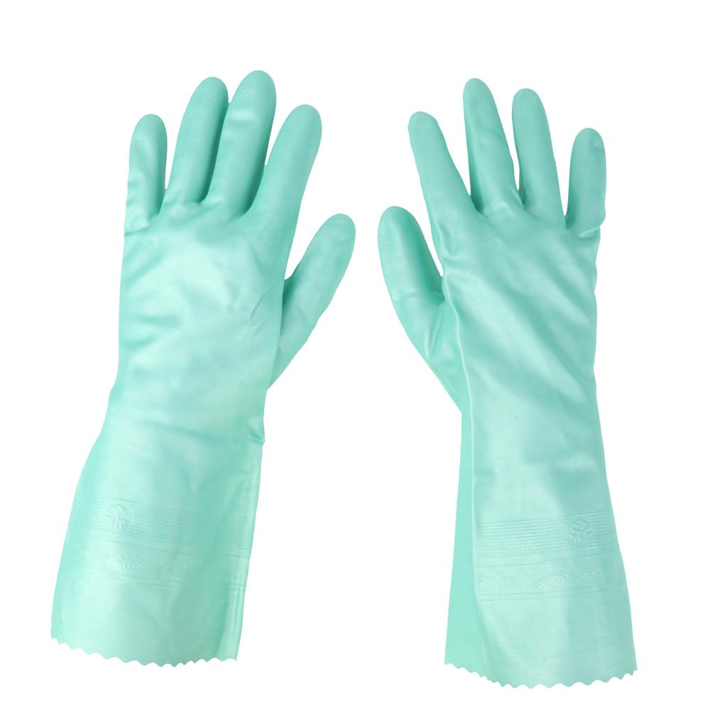 Latex&Nitrile Gloves Green 300mm Hand Safety Protection Kitchen Cleaning S