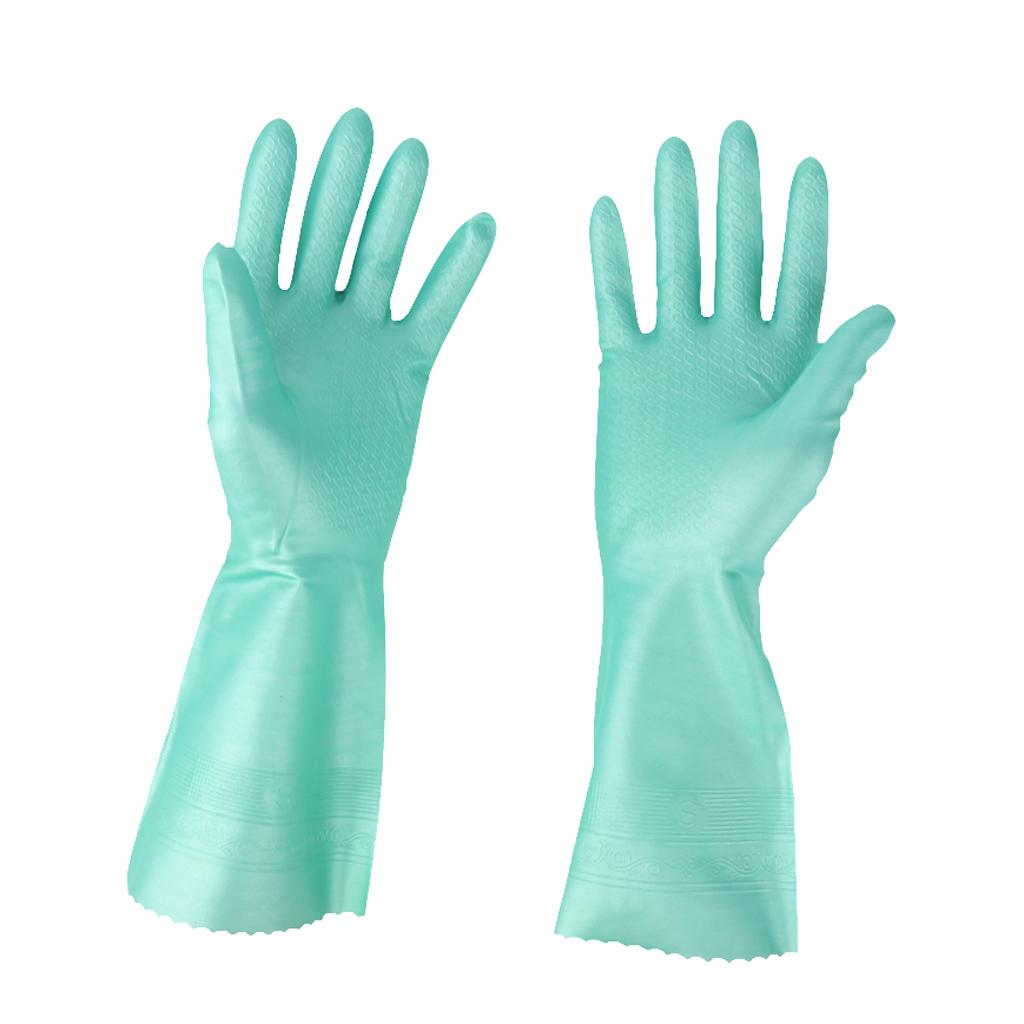 Latex&Nitrile Gloves Green 300mm Hand Safety Protection Kitchen Cleaning S