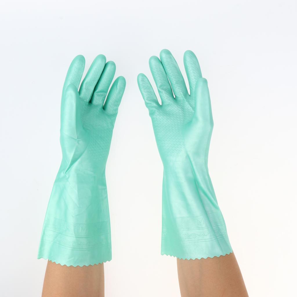 Latex&Nitrile Gloves Green 300mm Hand Safety Protection Kitchen Cleaning M