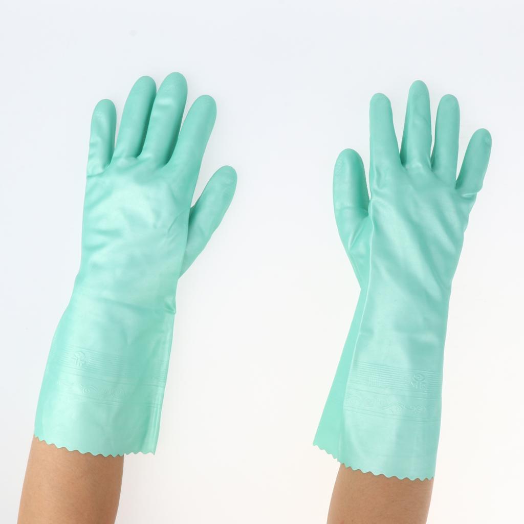 Latex&Nitrile Gloves Green 300mm Hand Safety Protection Kitchen Cleaning L