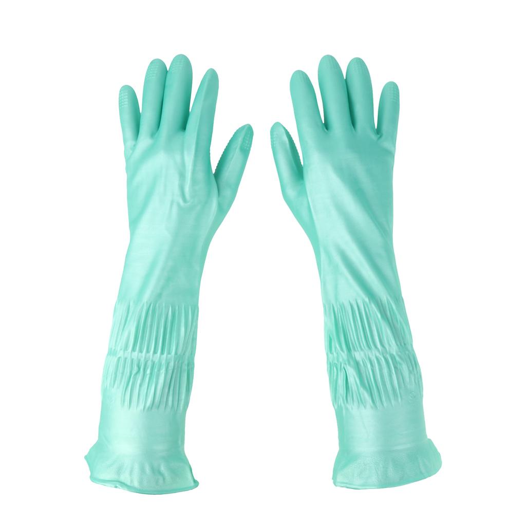 Latex&Nitrile Gloves Green 390mm Hand Safety Protection Kitchen Cleaning S