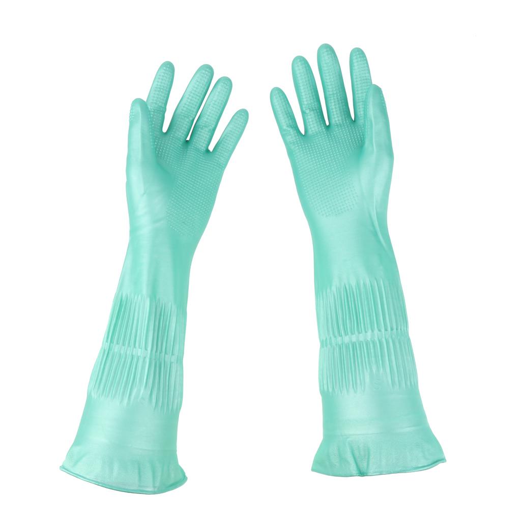 Latex&Nitrile Gloves Green 390mm Hand Safety Protection Kitchen Cleaning S