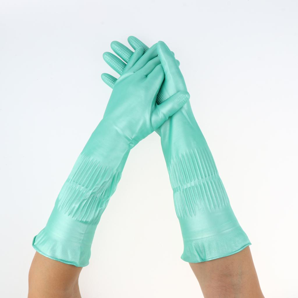 Latex&Nitrile Gloves Green 390mm Hand Safety Protection Kitchen Cleaning S