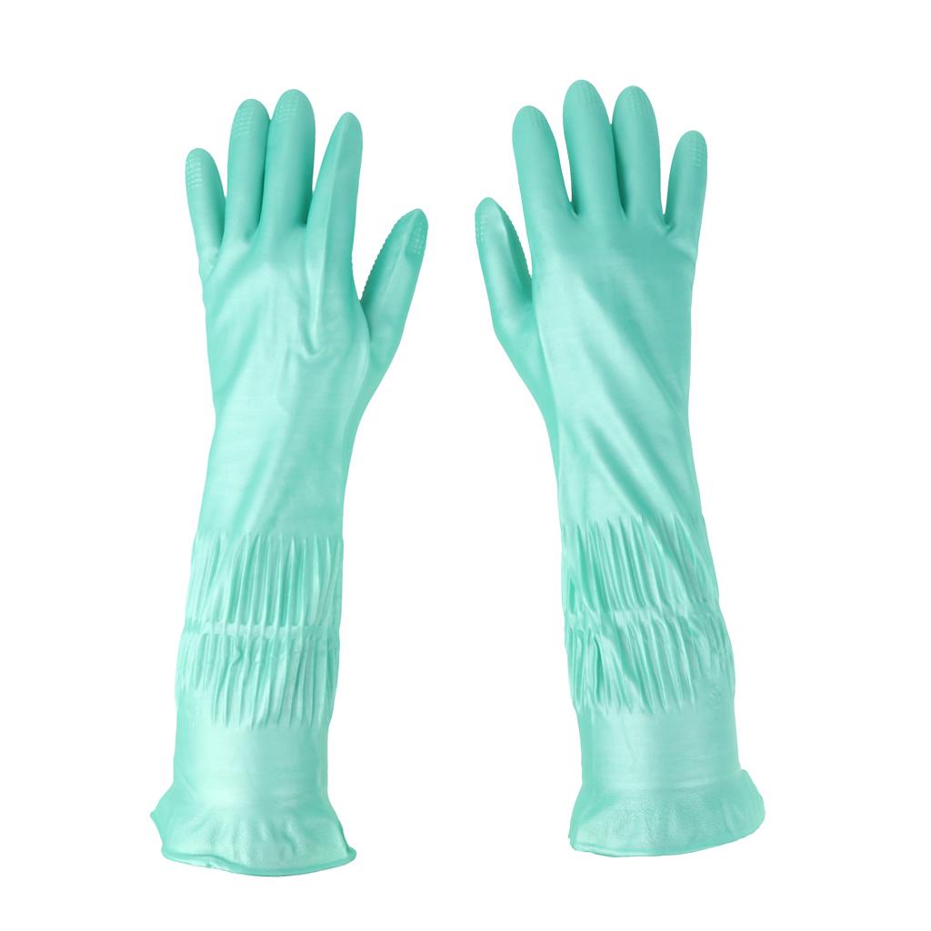 Latex&Nitrile Gloves Green 390mm Hand Safety Protection Kitchen Cleaning L