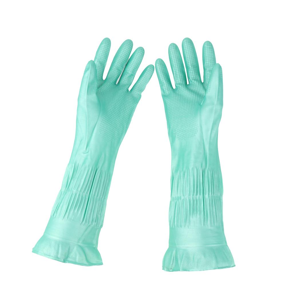 Latex&Nitrile Gloves Green 390mm Hand Safety Protection Kitchen Cleaning L