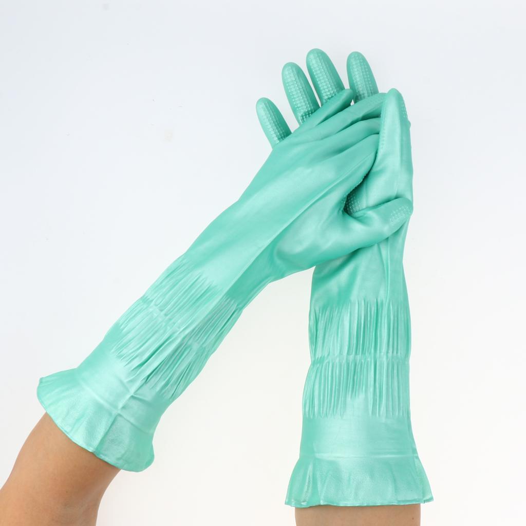 Latex&Nitrile Gloves Green 390mm Hand Safety Protection Kitchen Cleaning L