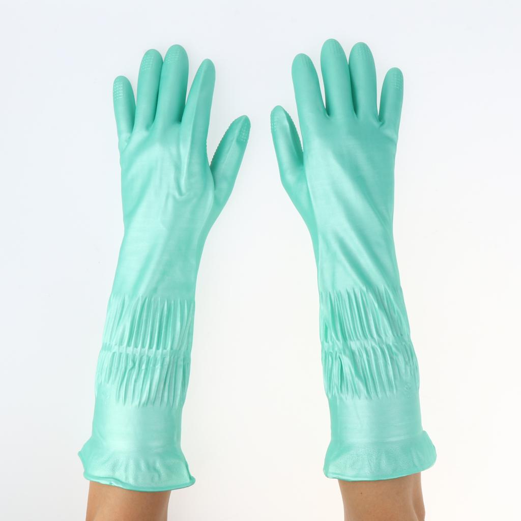 Latex&Nitrile Gloves Green 390mm Hand Safety Protection Kitchen Cleaning L