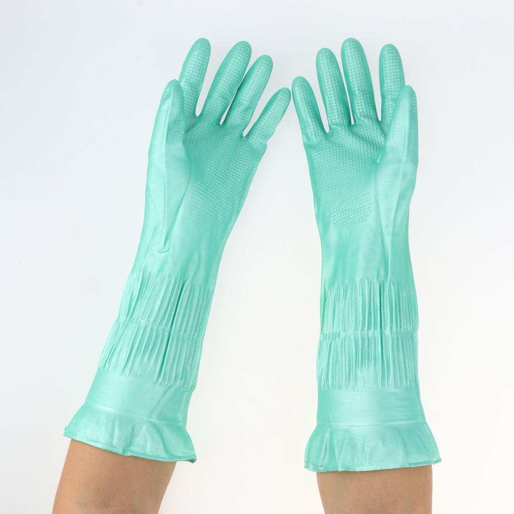 Latex&Nitrile Gloves Green 390mm Hand Safety Protection Kitchen Cleaning L