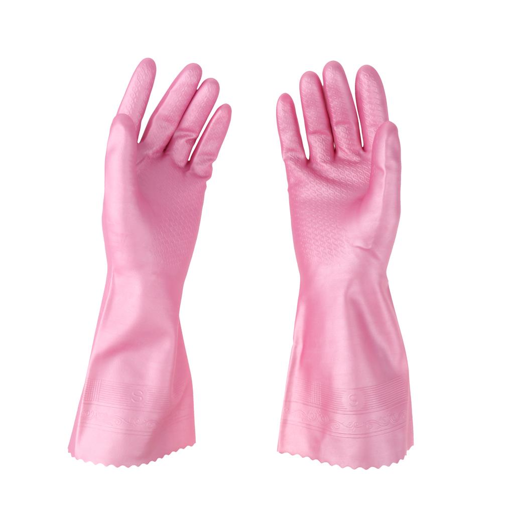 Latex&Nitrile Gloves Pink Hand Safety Protection Kitchen Cleaning S 300mm