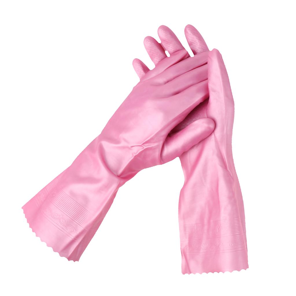 Latex&Nitrile Gloves Pink Hand Safety Protection Kitchen Cleaning M 300mm