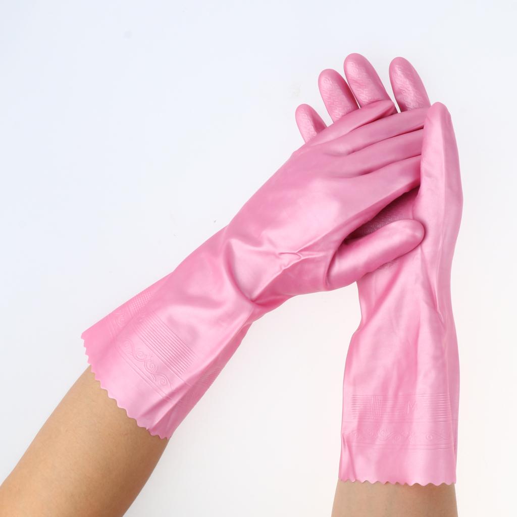 Latex&Nitrile Gloves Pink Hand Safety Protection Kitchen Cleaning M 300mm