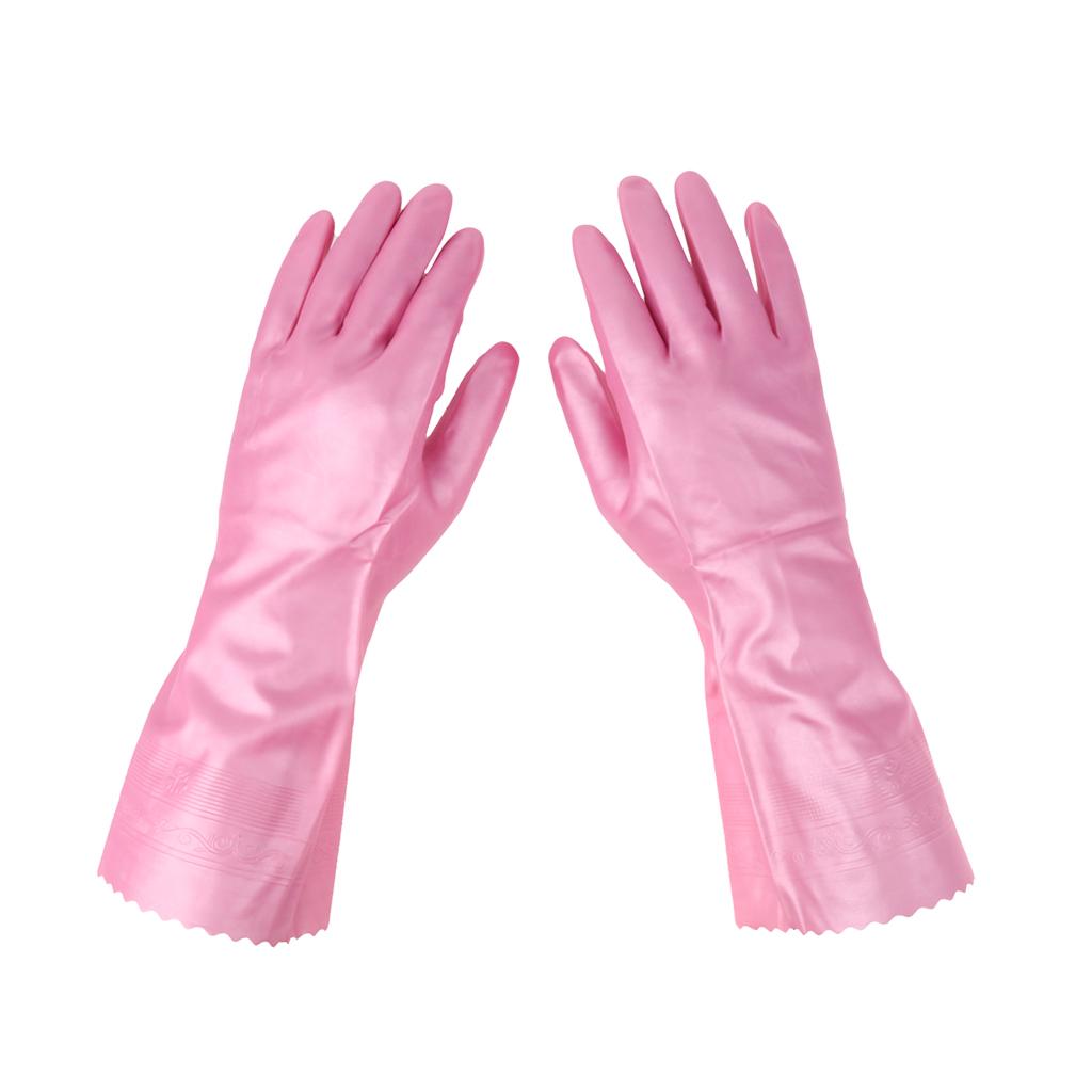 Latex&Nitrile Gloves Pink Hand Safety Protection Kitchen Cleaning L 390mm