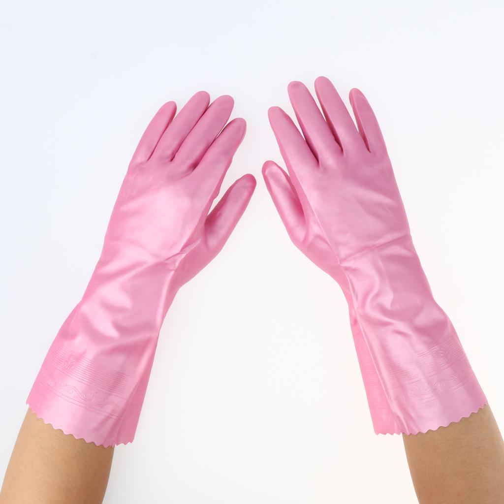 Latex&Nitrile Gloves Pink Hand Safety Protection Kitchen Cleaning L 390mm