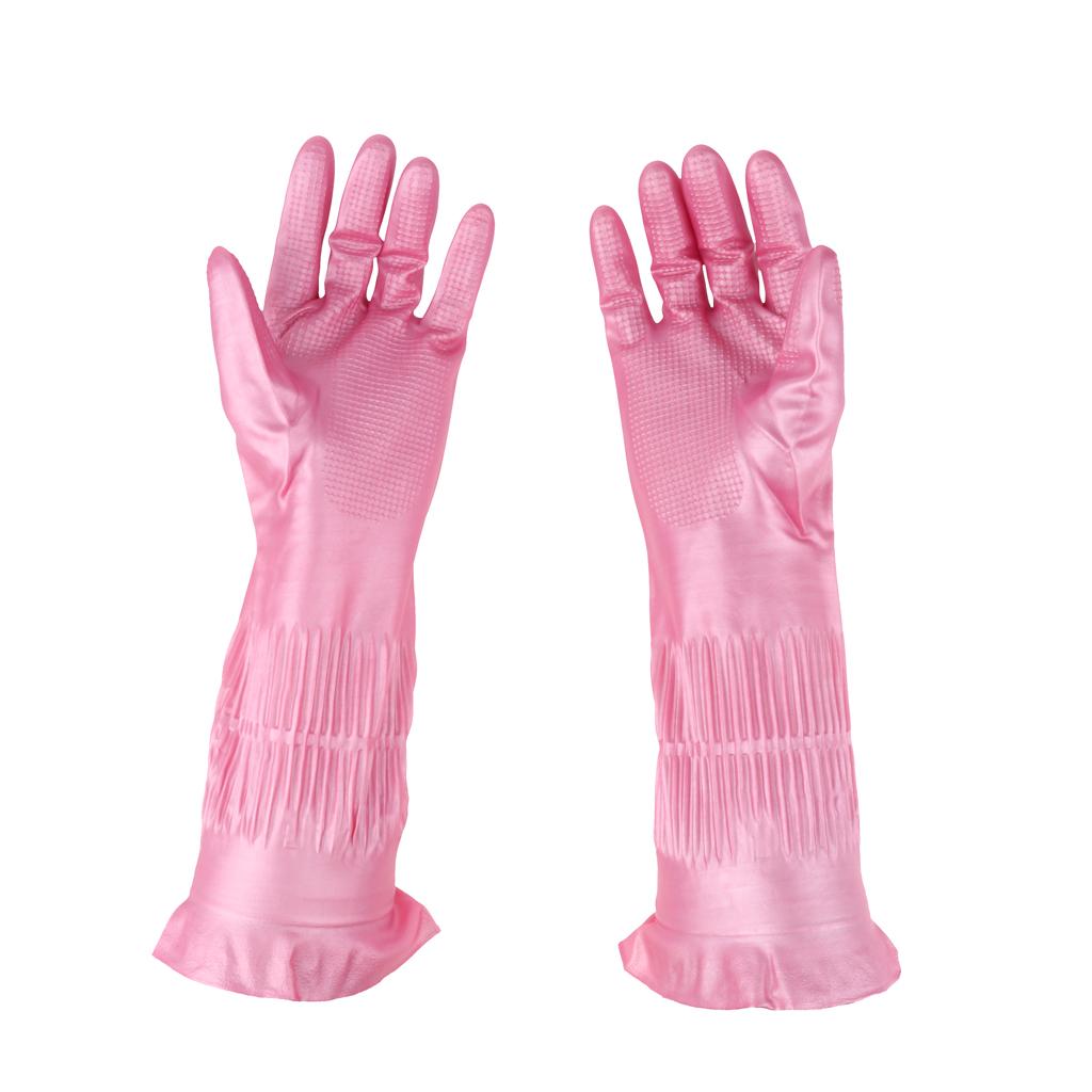 Latex&Nitrile Gloves Pink 390mm Hand Safety Protection Kitchen Cleaning L