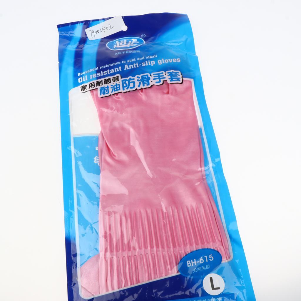 Latex&Nitrile Gloves Pink 390mm Hand Safety Protection Kitchen Cleaning L