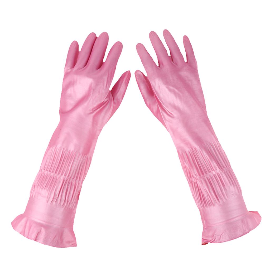 Latex&Nitrile Gloves Pink 390mm Hand Safety Protection Kitchen Cleaning L