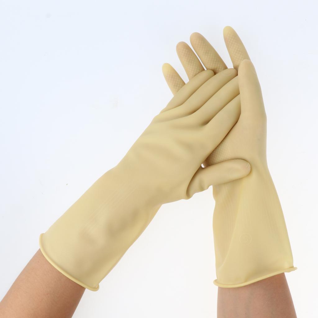 Pair of Solvent Oil Resistant Nitrile Rubber Cleaning Work Gloves S Beige