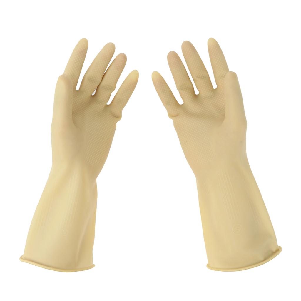 Pair of Solvent Oil Resistant Nitrile Rubber Cleaning Work Gloves S Beige