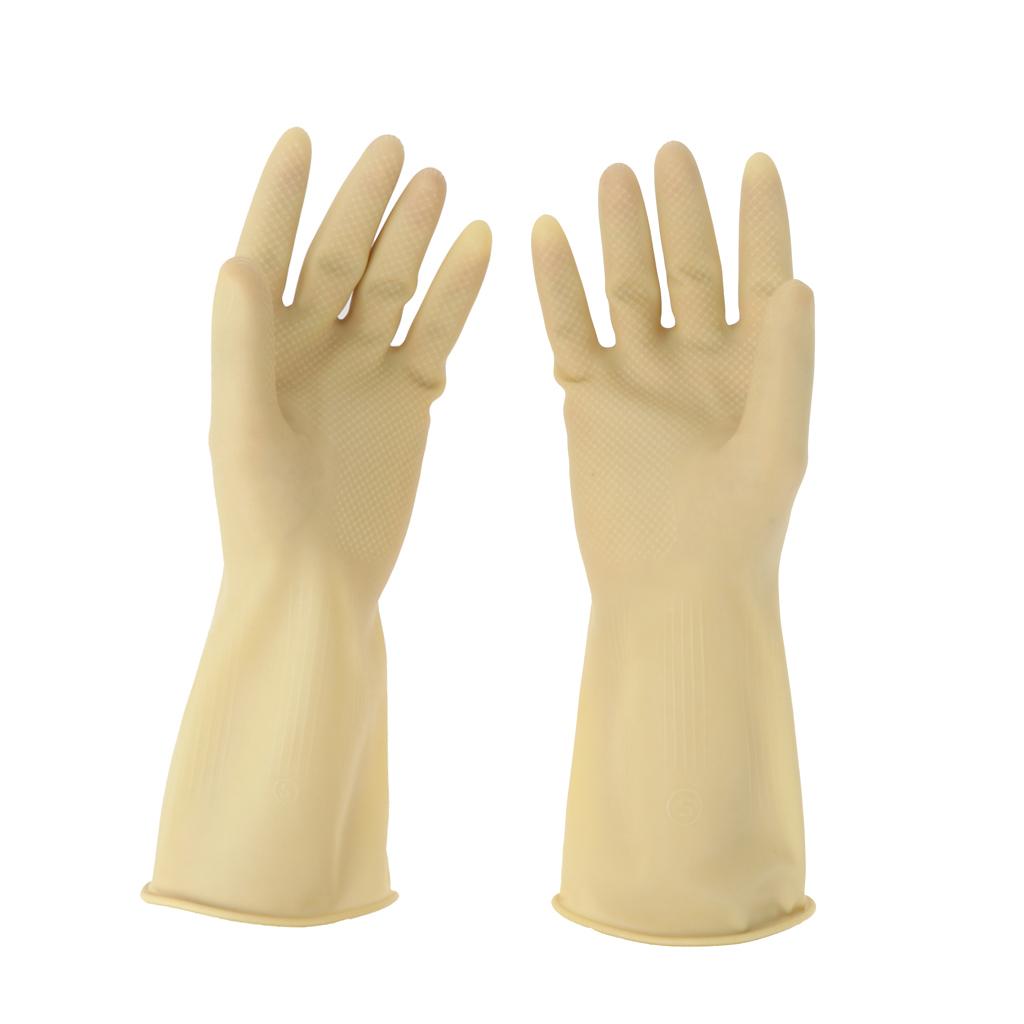 Pair of Solvent Oil Resistant Nitrile Rubber Cleaning Work Gloves S Beige