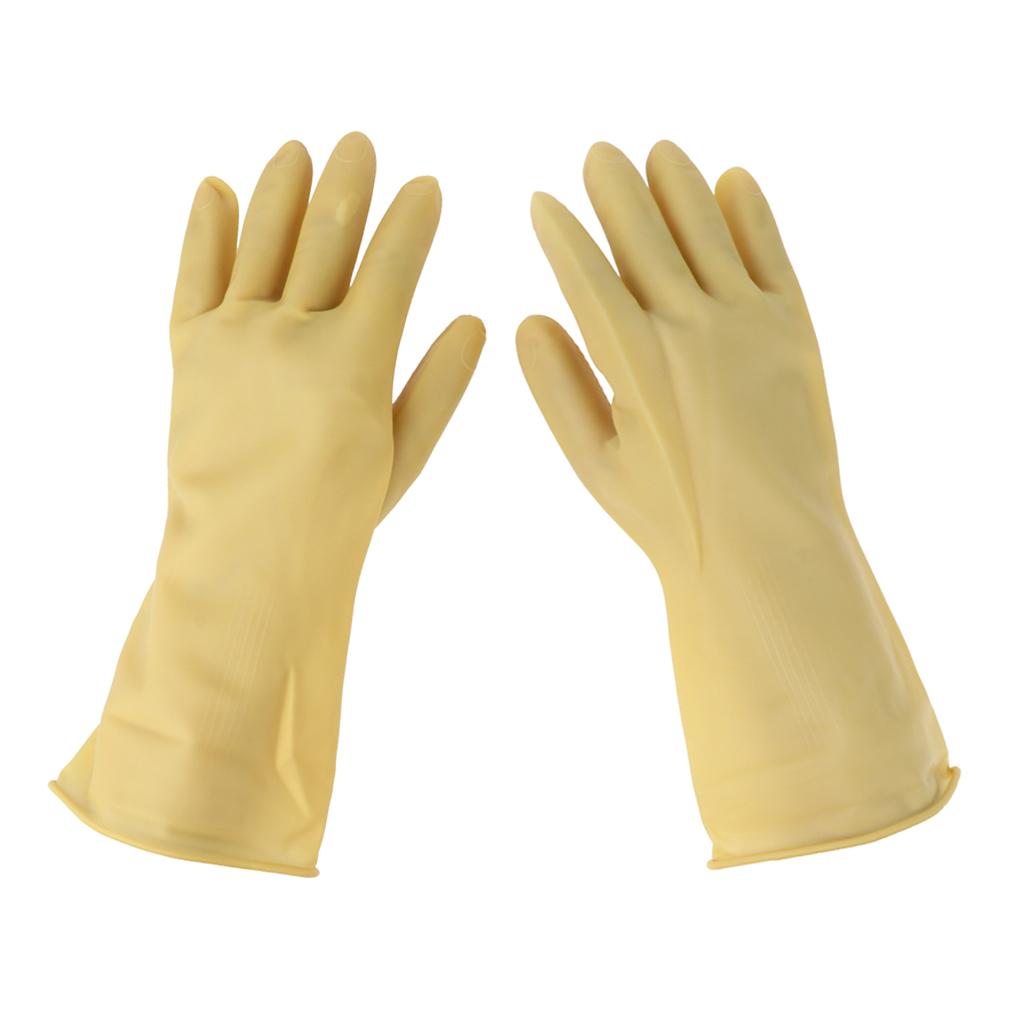 Pair of Solvent Oil Resistant Nitrile Rubber Cleaning Work Gloves M Beige