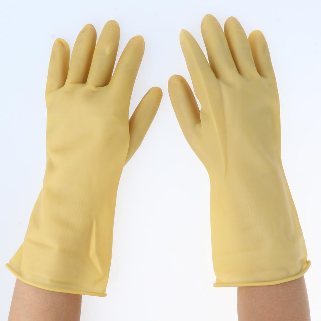 Pair of Solvent Oil Resistant Nitrile Rubber Cleaning Work Gloves M Beige