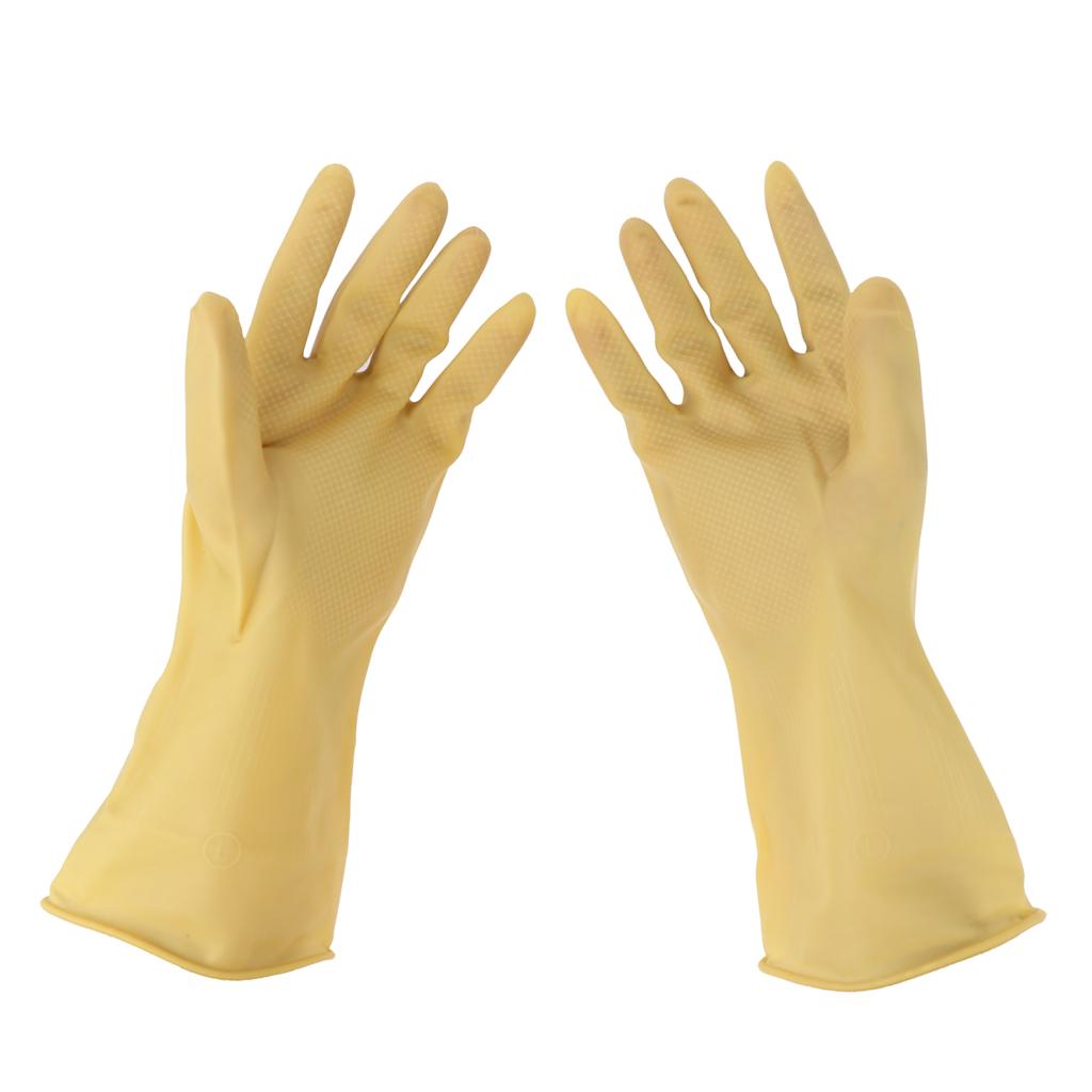 Pair of Solvent Oil Resistant Nitrile Rubber Cleaning Work Gloves L Beige