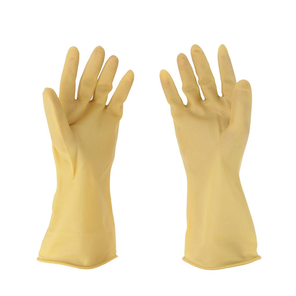 Pair of Solvent Oil Resistant Nitrile Rubber Cleaning Work Gloves L Beige