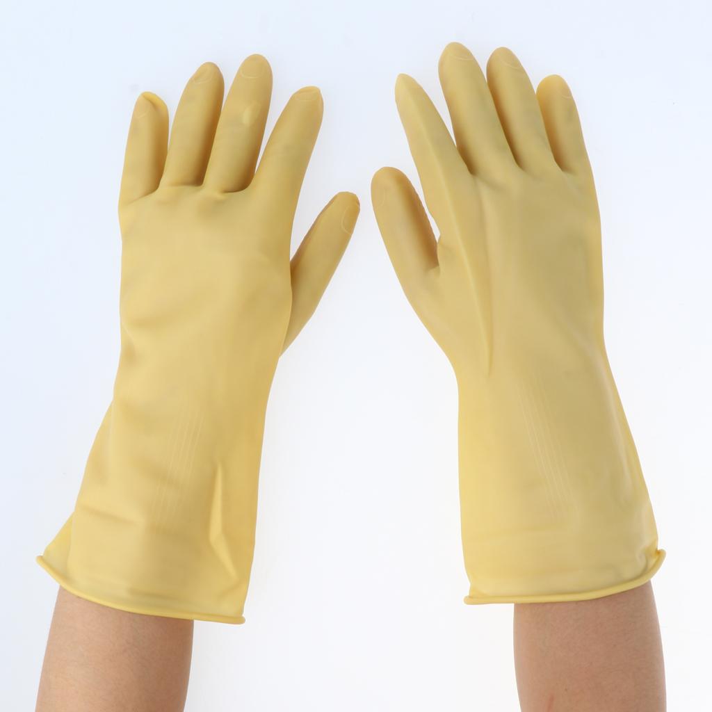 Pair of Solvent Oil Resistant Nitrile Rubber Cleaning Work Gloves L Beige