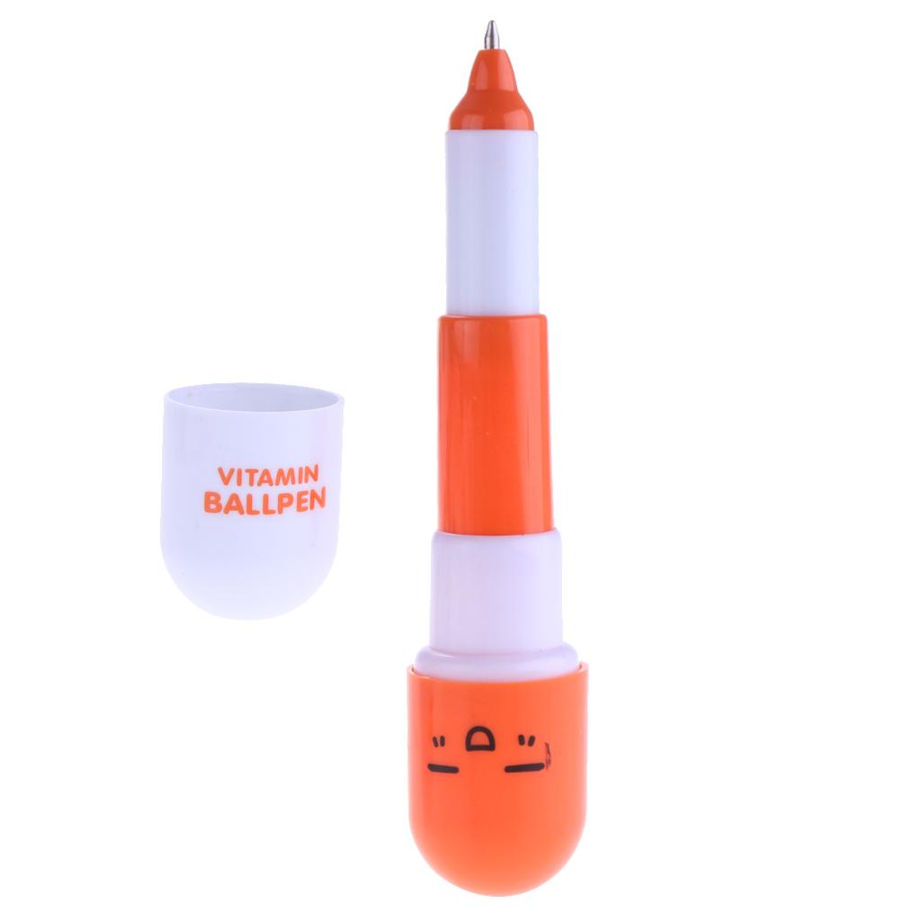 10 Pieces Smiling Face Pill Ball Point Pens Vitamin Capsule Ballpens -Orange