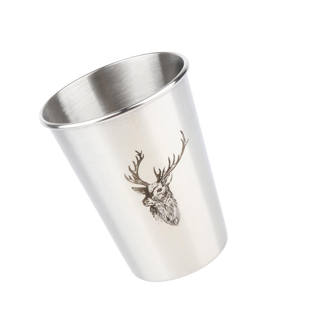 Stainless Steel Stackable Cups for Bar Beer Drinking Deer Pattern 350ml