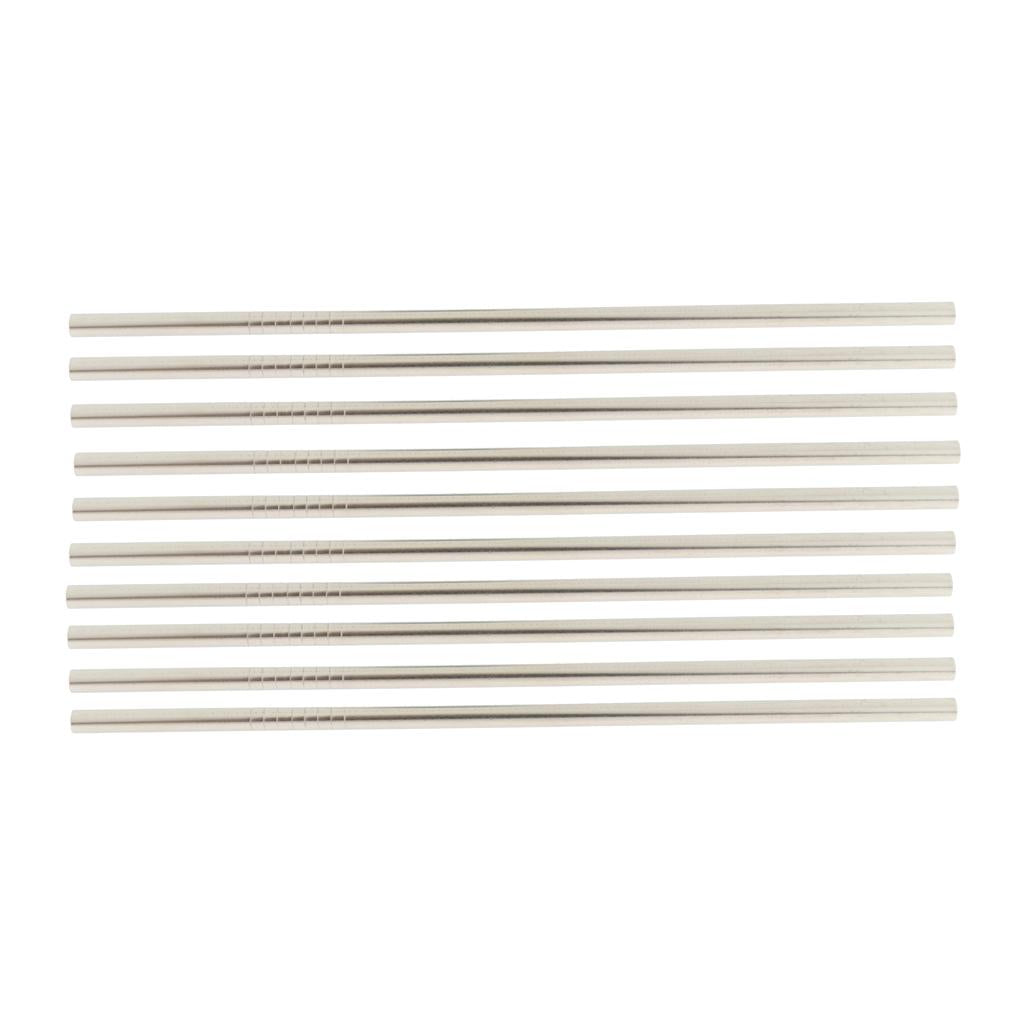 10 Pieces Reusable Metal Stainless Steel Drinking Straws Straight for Cups