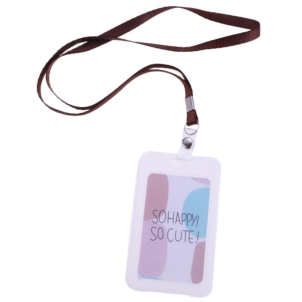 Vertical Credit Card Bus Pass ID Badge Holder Protector So Happy So Cute