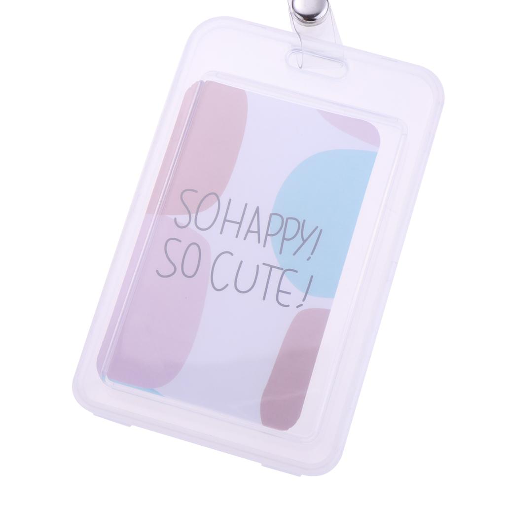 Vertical Credit Card Bus Pass ID Badge Holder Protector So Happy So Cute