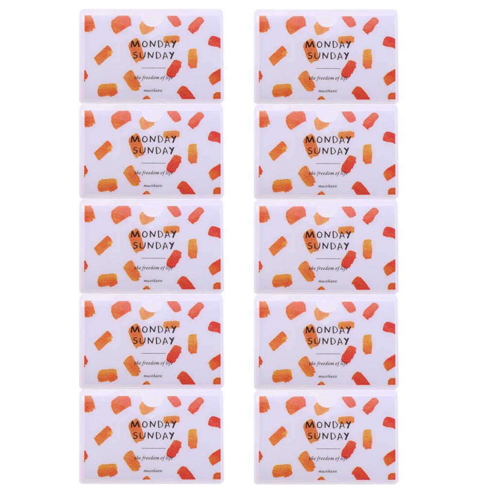 10 Pieces Creative PVC Student ID Card Protection Holder Orange Dotted