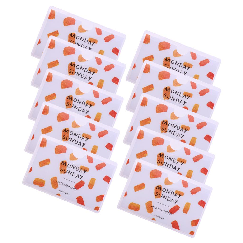 10 Pieces Creative PVC Student ID Card Protection Holder Orange Dotted