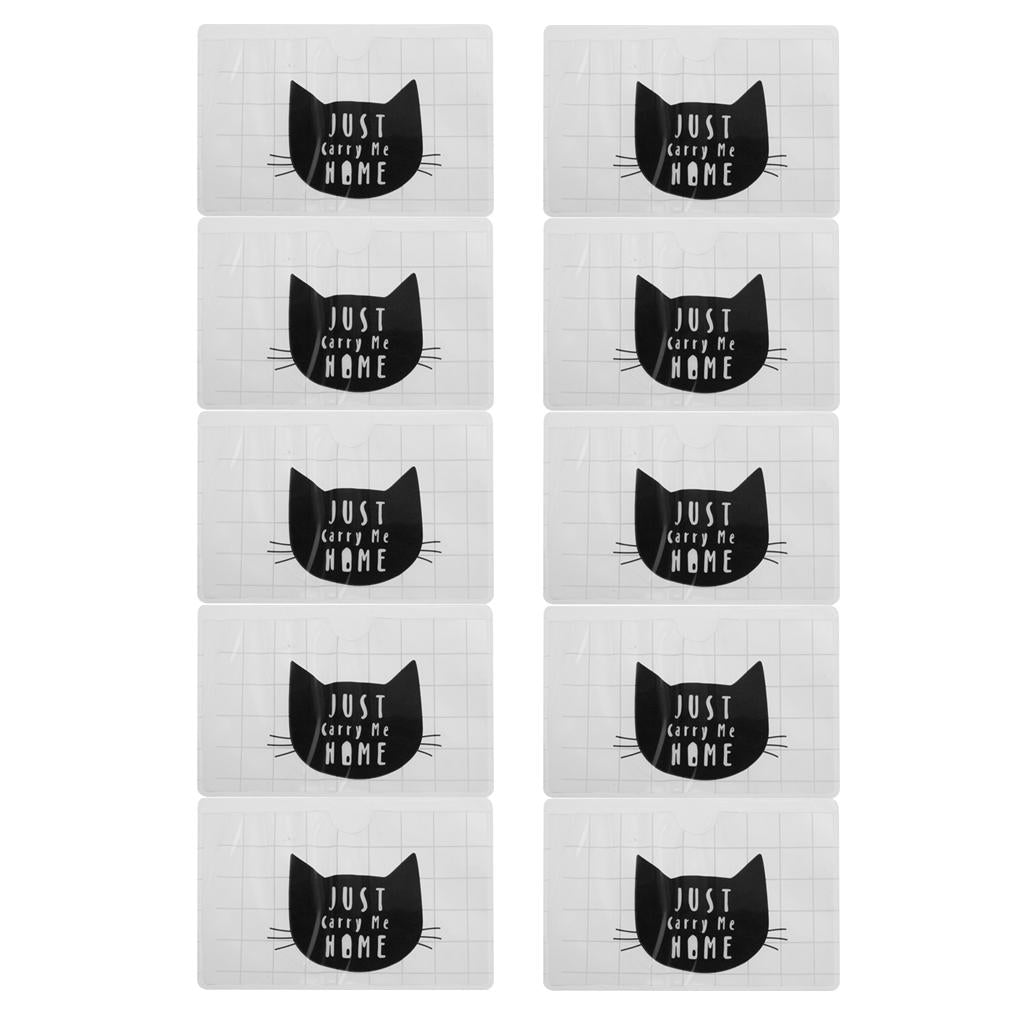 10 Pieces Creative PVC Student ID Card Protection Holder Cat Face