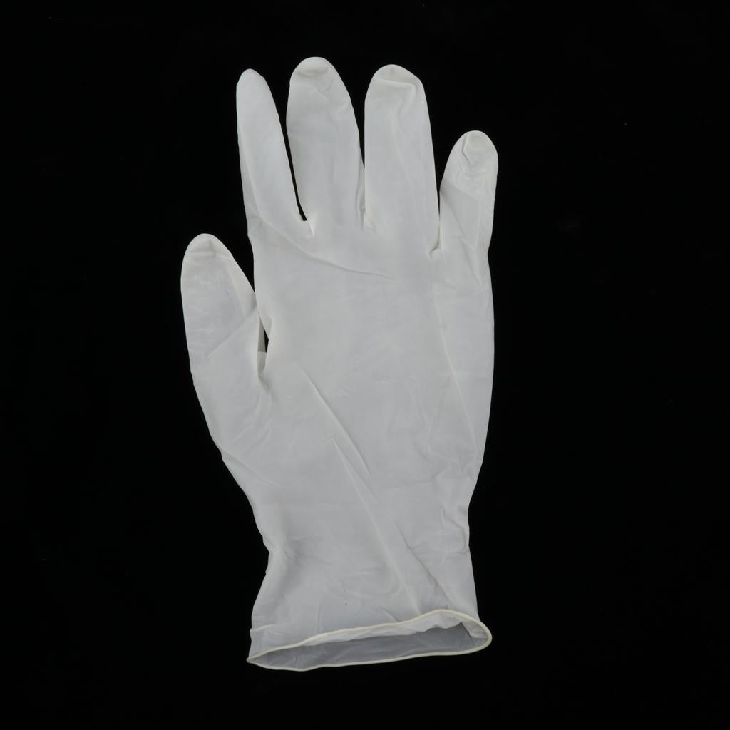 100 x Disposable Solvent Oil Resistant Gloves White Rubber Work Gloves S